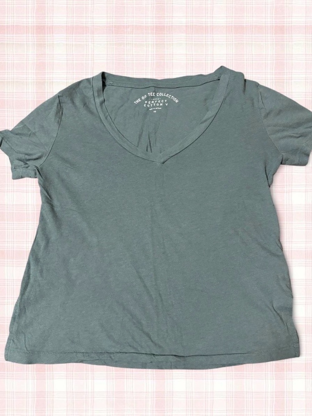 Women's Aéropostale V-Neck Tee in Slate Green
